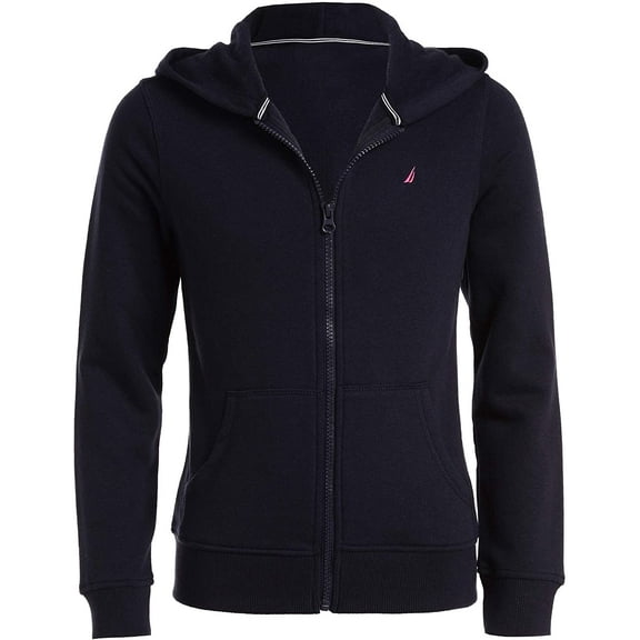 Nautica Girls Fleece Full-Zip Hoodie Sweatshirt 6 Navy