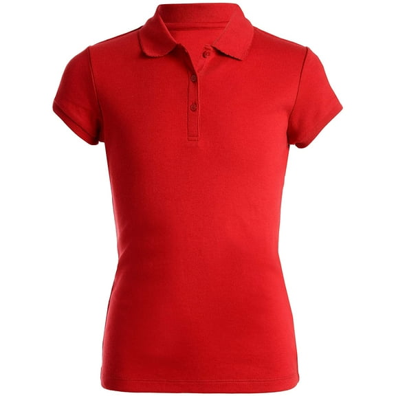 Nautica Girls School Uniform Short Sleeve Pique Polo 8-10 Red