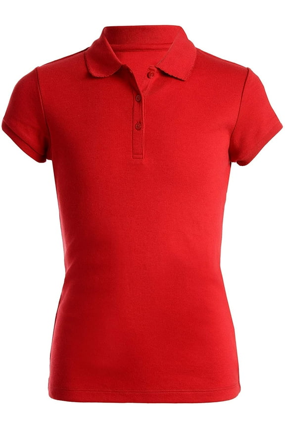 Girls School Uniform Short Sleeve Pique Polo 8-10 Red