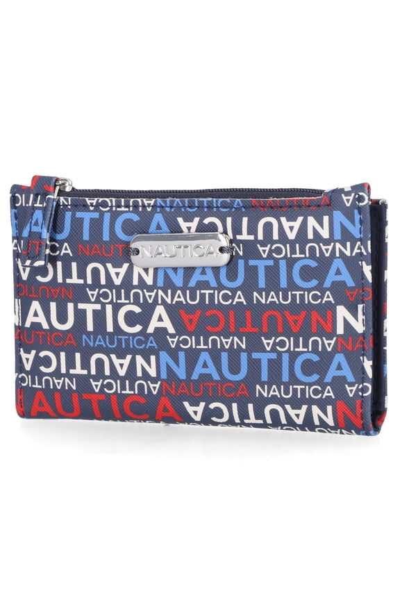 High Tide Small Wallet for Women, RFID Blocking Slim Credit Card Holder with Zipper Coin Pocket, Bifold Compact Wallet with ID Window, Indigo/Marina