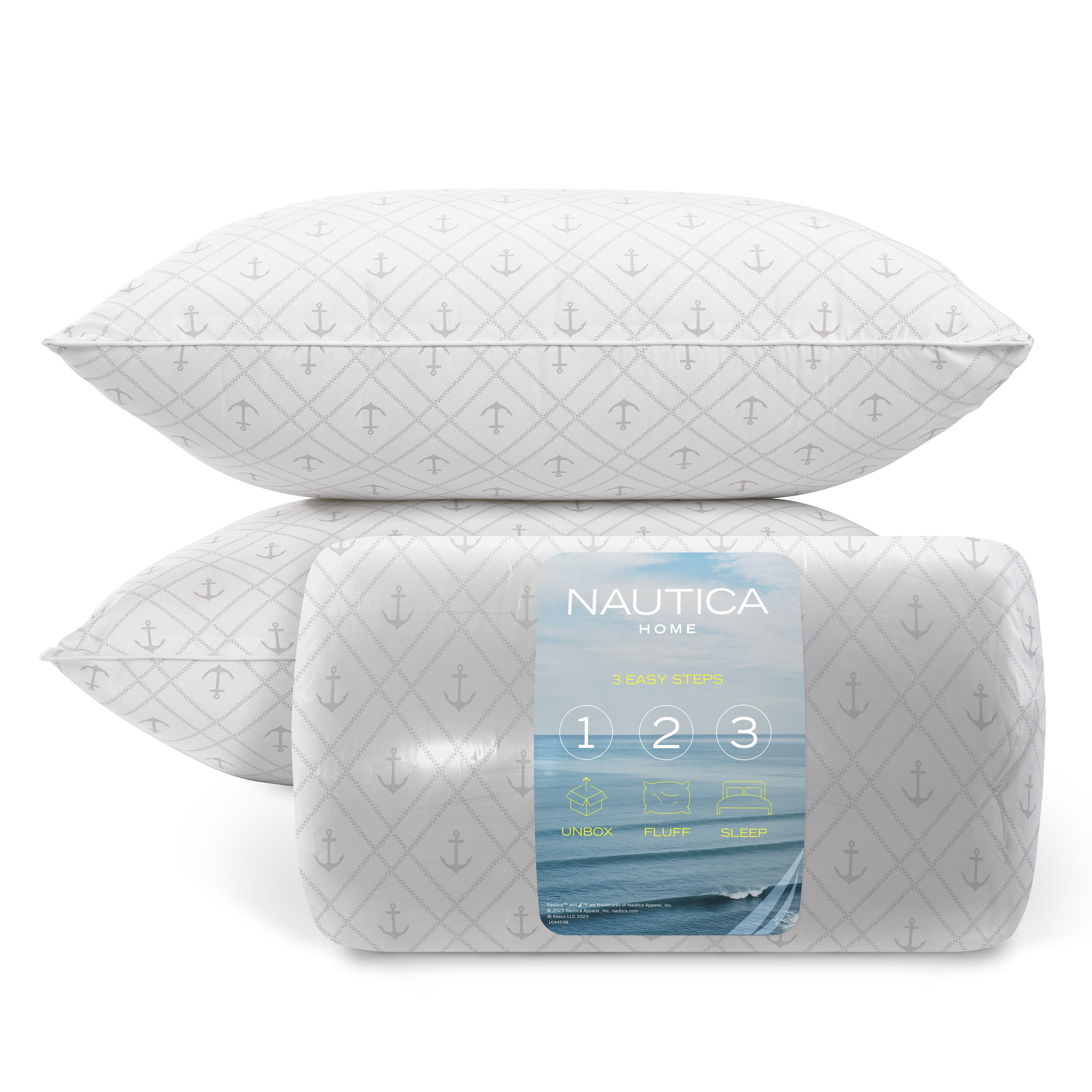 White Polyester Medium Support Rectangular Bed Pillows, 20" x 36", Set of 2