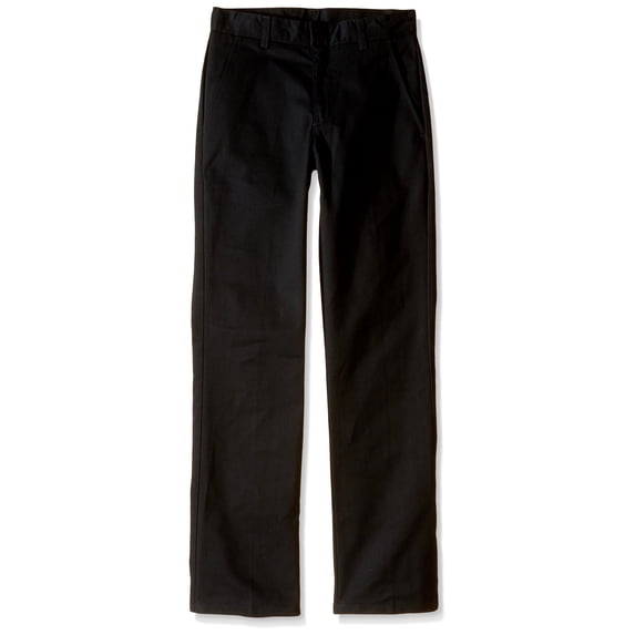 Nautica Husky Boys' Uniform Flat Front Pant, Black, Large/16