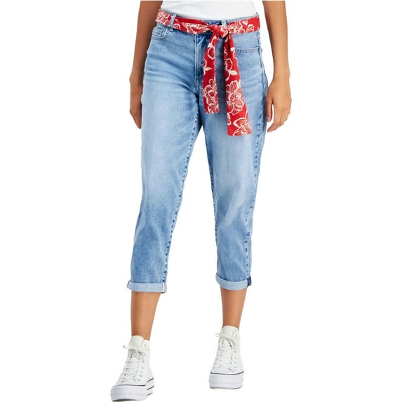 Nautica Jeans Womens Belted Straight-Leg Ca Cruise Blu 14