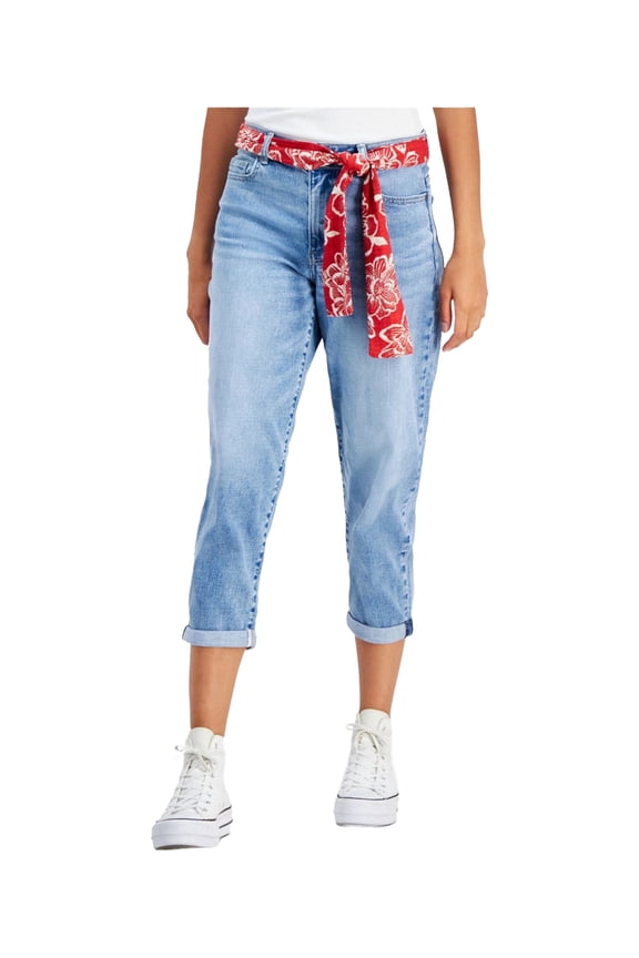 Jeans Womens Belted Straight-Leg Ca Cruise Blu 14