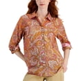 thumbnail image 1 of Nautica Jeans Womens Cotton Paisley-Print B Flame Orange Multi M, 1 of 1