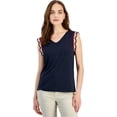 thumbnail image 1 of Nautica Womens Crochet-Trim Tank Top, Blue, LARGE, 1 of 1