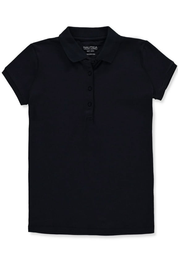 Junior Girls' Pique Polo Color: navy Size: junior 1