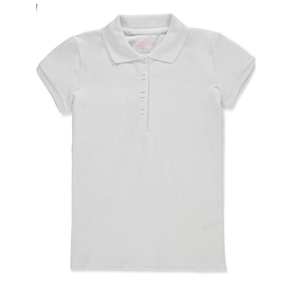 Nautica Junior Girls' Pique Polo Color: white Size: junior 7 - 9