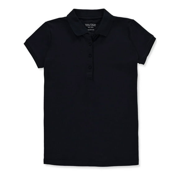 Nautica Junior Girls' Pique Polo Color: navy Size: junior 3 - 5