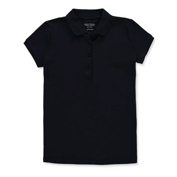 Nautica Junior Girls' Pique Polo Color: navy Size: junior 7 - 9