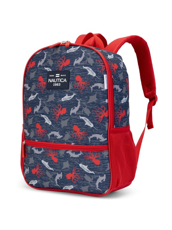 Kids 16" Back to Basics Cushioned Kids Backpack, Red Octopus