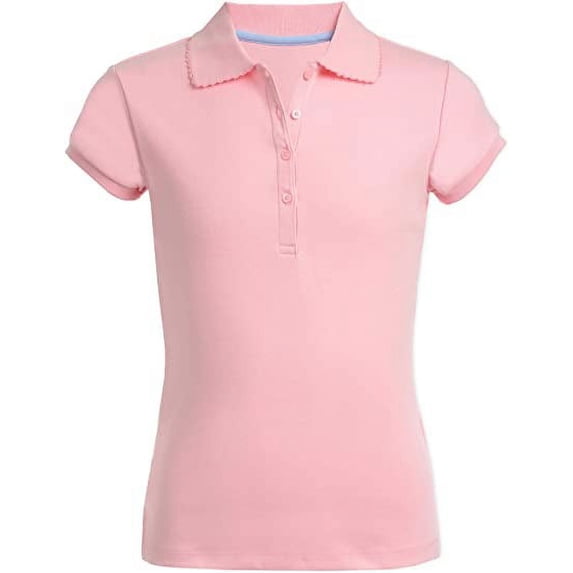 Nautica LIGHT PINK Girls Short Sleeve Polo Shirt, US Large(12.5/14.5) Plus