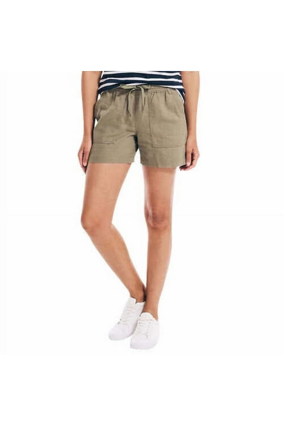 Ladies Linen Blend Pull-On Short  (Olive, XXL)