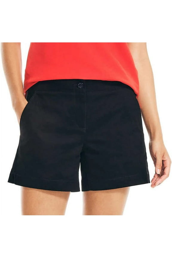 Ladies Size 12 Mid-Rise Twill Shorts 5" Inseam, Black