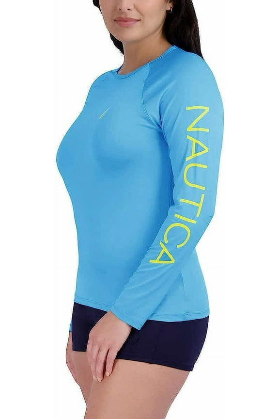 Ladies' Size Large UPF 30+ Long Sleeve Rash Guard Swim Shirt, Lt. Blue