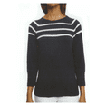 thumbnail image 1 of Nautica Ladies Striped Cotton Sweater, Navy, Size S, 1 of 2
