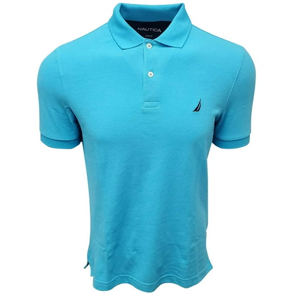 Nautica MIRAGE BLUE Men's Short Sleeve Solid Cotton Pique Polo Shirt, US 1X