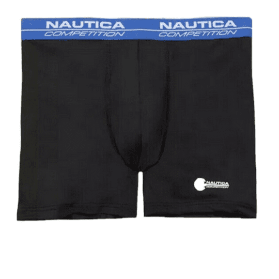 Nautica Men Competition Boxer Briefs 3 Pack, Black/BLUE, L, 36-38