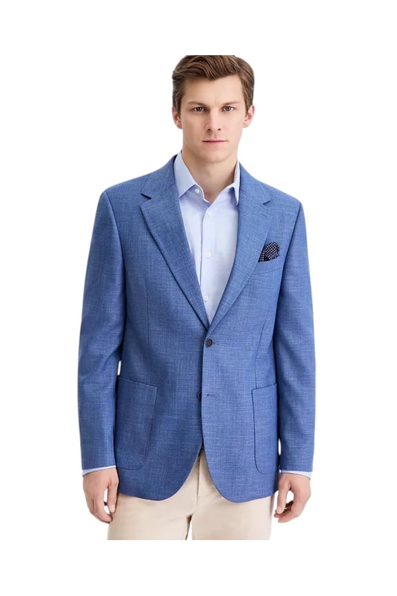 Men Modern-Fit Active Stretch Structure Weave Sport Coat 40 R Blue