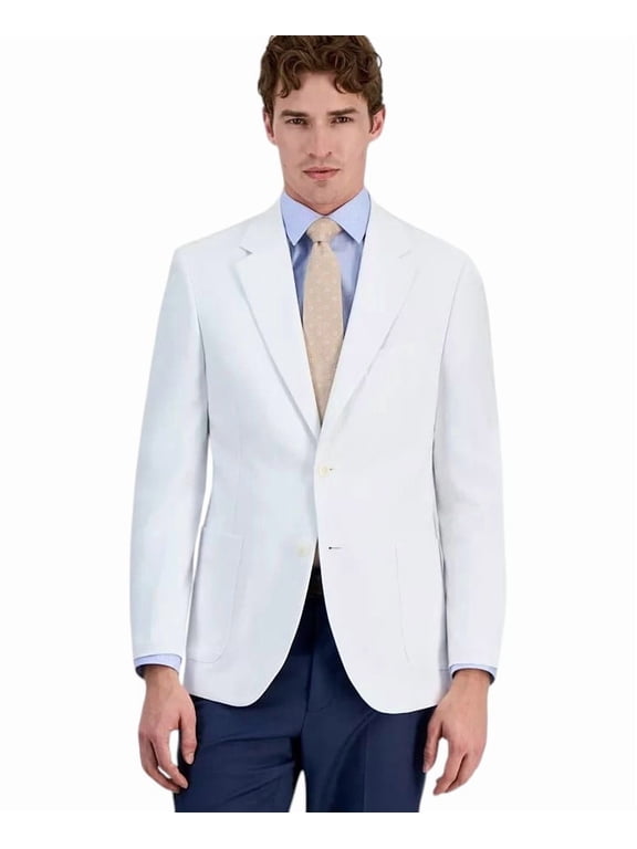 Men Modern-Fit Active Stretch Structure Weave Sport Coat 48R Off White