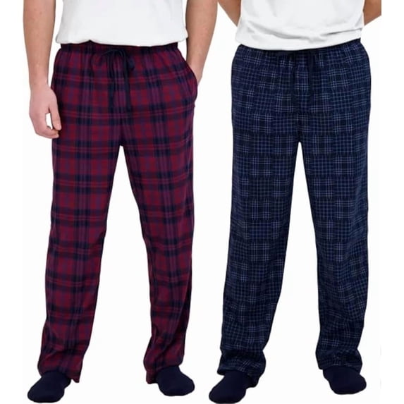 Nautica Men's 2 Pack Fleece Lounge Sleepwear Pajama Pants (Red (Zinfandel/Navy)/Large)