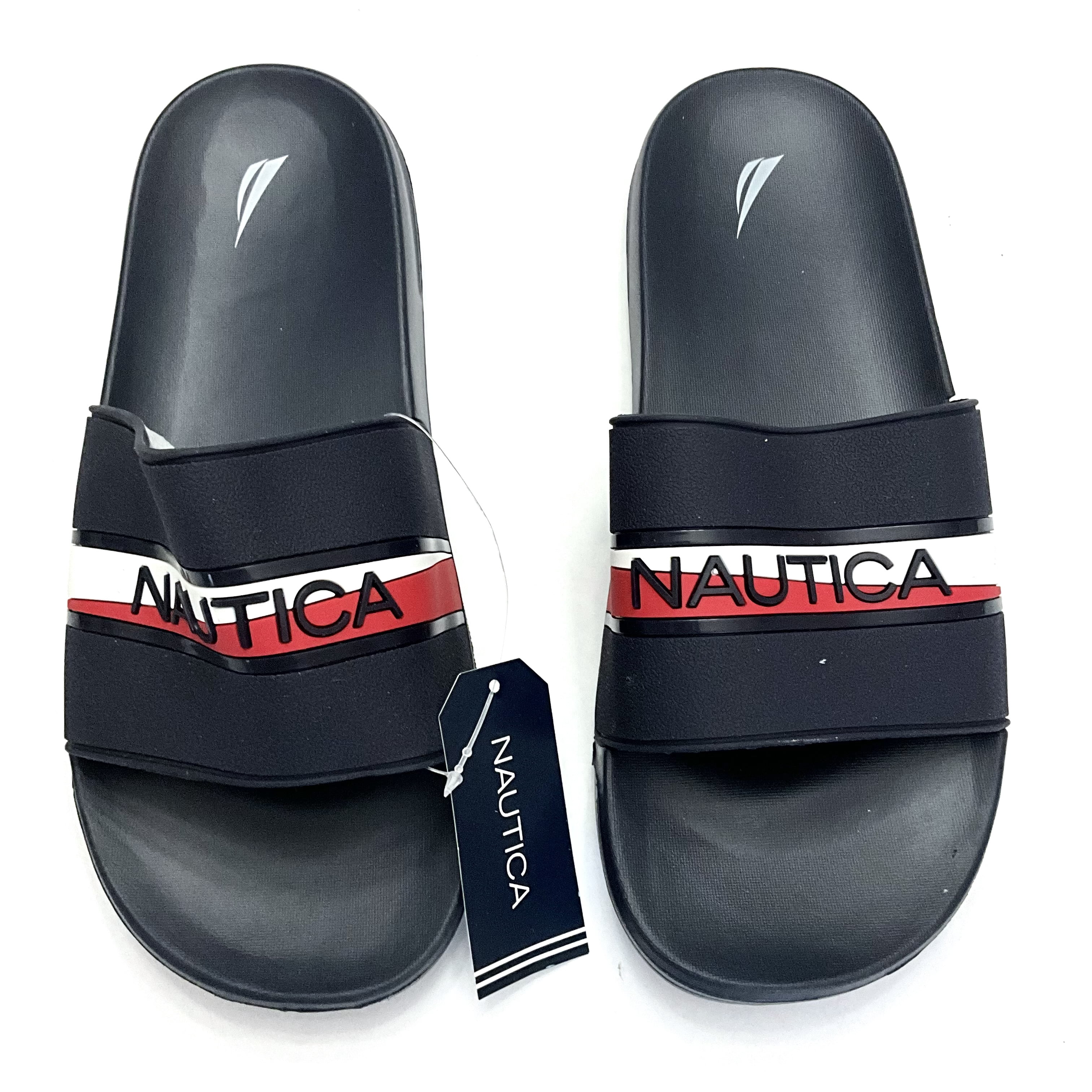 Nautica Men's Black, Red, White Athletic Slide Sandals Bower Clear