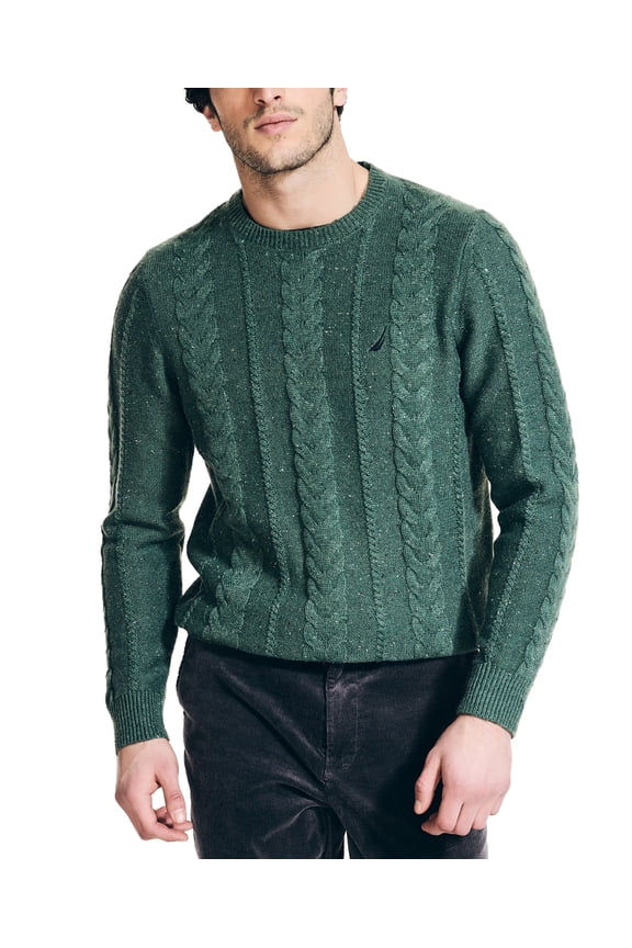 Men's Cable Knit Pullover Crewneck Sweater Arctic Fern Green XL