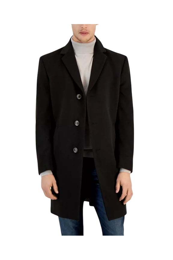 Men's Classic-Fit Camber Wool Overcoat Coat 46L Brown Espresso