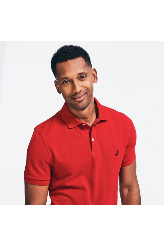 Men's Classic Fit Deck Polo, Nautica Red Medium