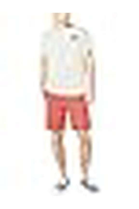 Men's Classic Fit Flat Front Stretch Solid Chino 8.5" Deck Shorts, Mineral Red, 42W