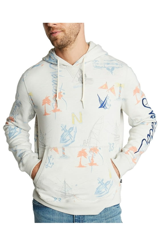 Men’s Classic-Fit Limited-Edition Printed Logo Hoodies, Blue Sail, X-Large