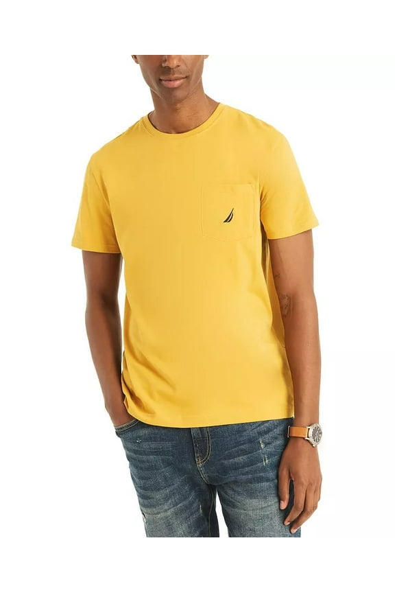 Men's Classic-Fit Solid Crew Neck Pocket T Shirt XL Gold