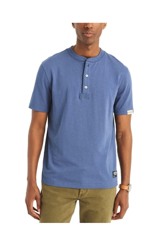 Men's Classic-Fit Solid Henley - Union Blue-Small