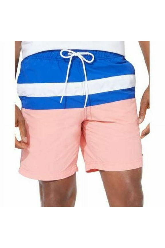 Men's Colorblocked 8" Swim Trunks T01131 in Pale Coral-Small
