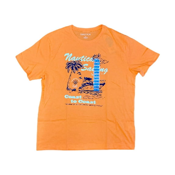 Nautica Men's Cotton Short Sleeve Crew Neck Various Graphic T-Shirt (Nectarine, L)