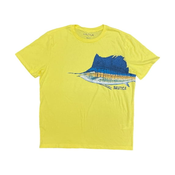 Nautica Men's Cotton Short Sleeve Crew Neck Various Graphic T-Shirt (Yellow Fin, XXL)