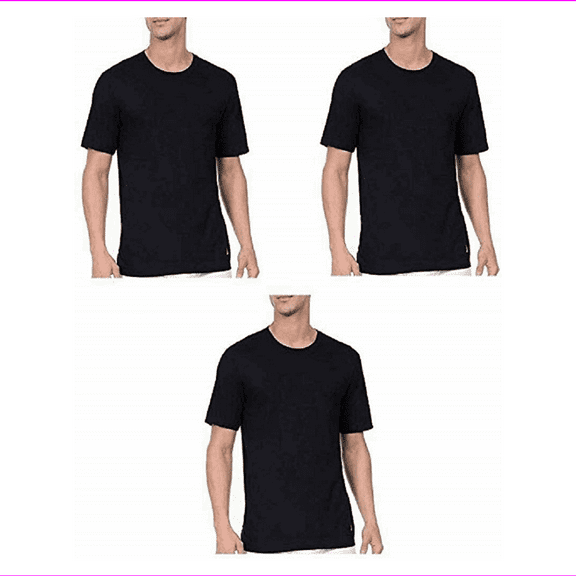 Nautica Men's Crew Neck Stretch Cotton Classic Fit T-Shirt Black 3 pack Size S