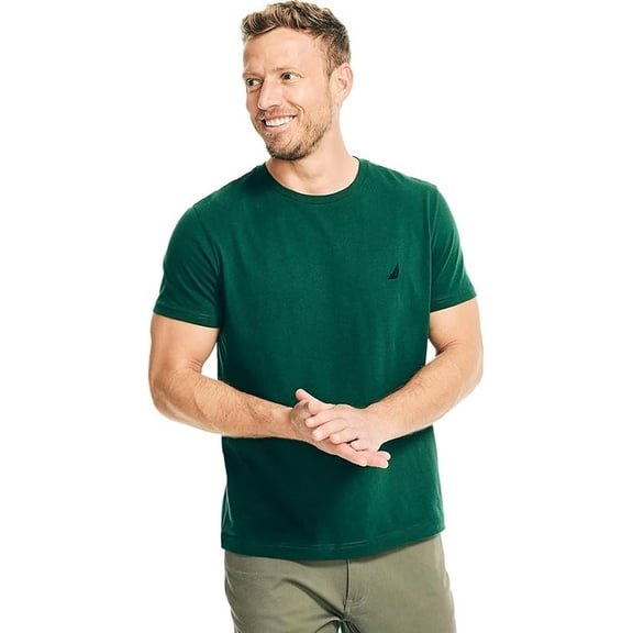 Nautica Men's Crewneck Deck T-Shirt, Tidal Green, Medium