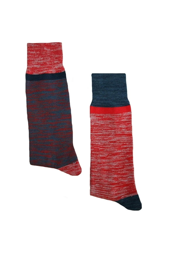 Men's Dress Crew Socks, Blue/Red, 2 Pairs - Sock Size: 6-12