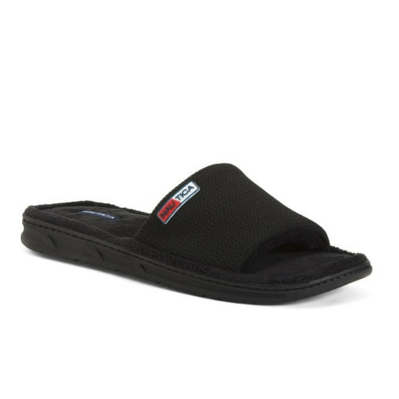 Nautica Men's Indoor Outdoor Comfort Fleece Lined Open Toe Slide Slippers-Black / M(9-10)