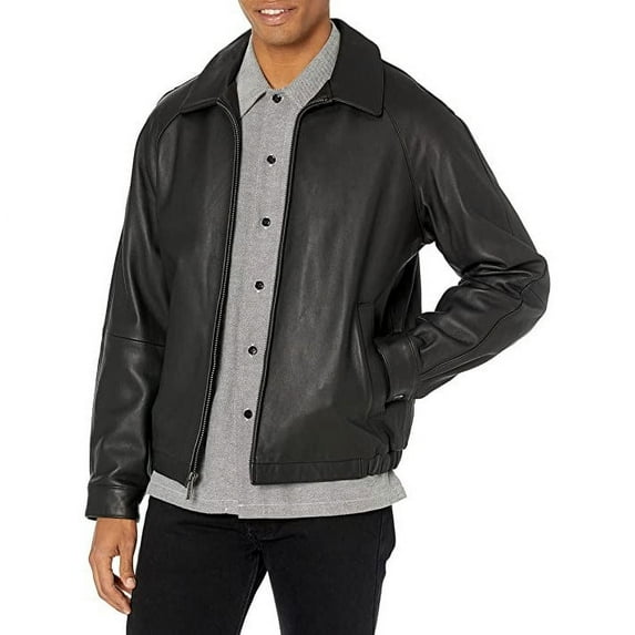 Nautica Men's Leather Bomber Jacket
