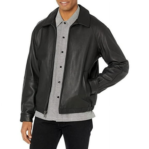 Nautica Men's Leather Bomber Jacket