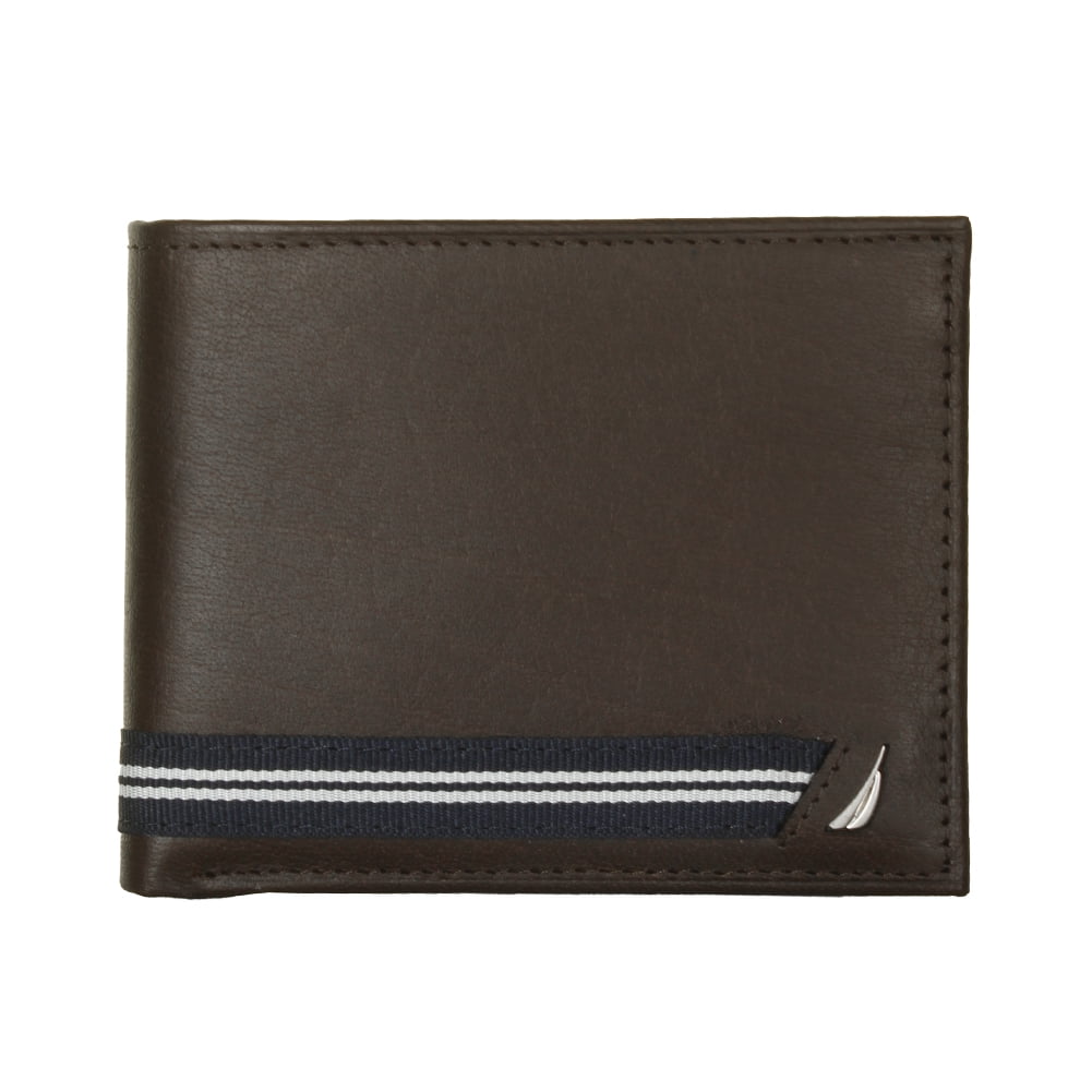 Nautica Men's Leather Flip ID Window Wallet, Brown - Walmart.com