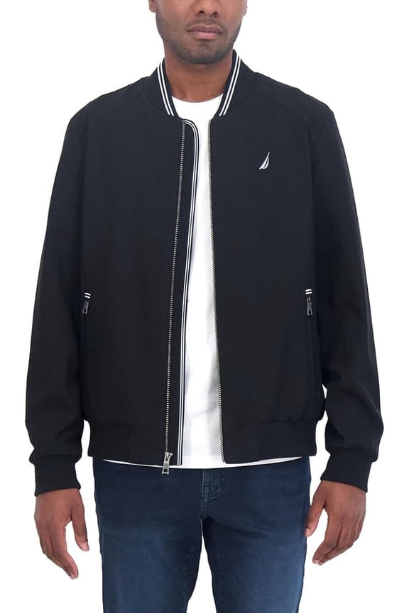 Men's Bomber Jacket – Windbreaker, Water-Resistant, Waterproof, Golf, Hiking, Boating, Casual Wear, Black Medium