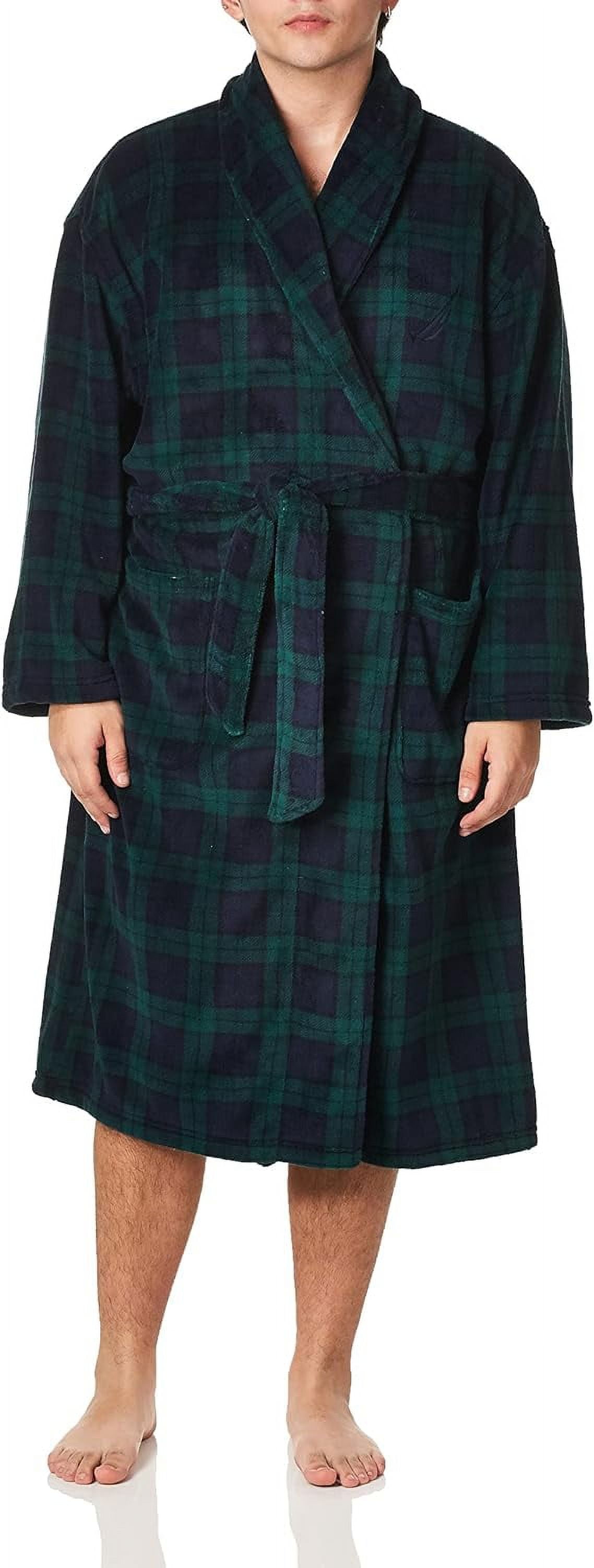 nautica men's long sleeve cozy soft plush shawl collar robe