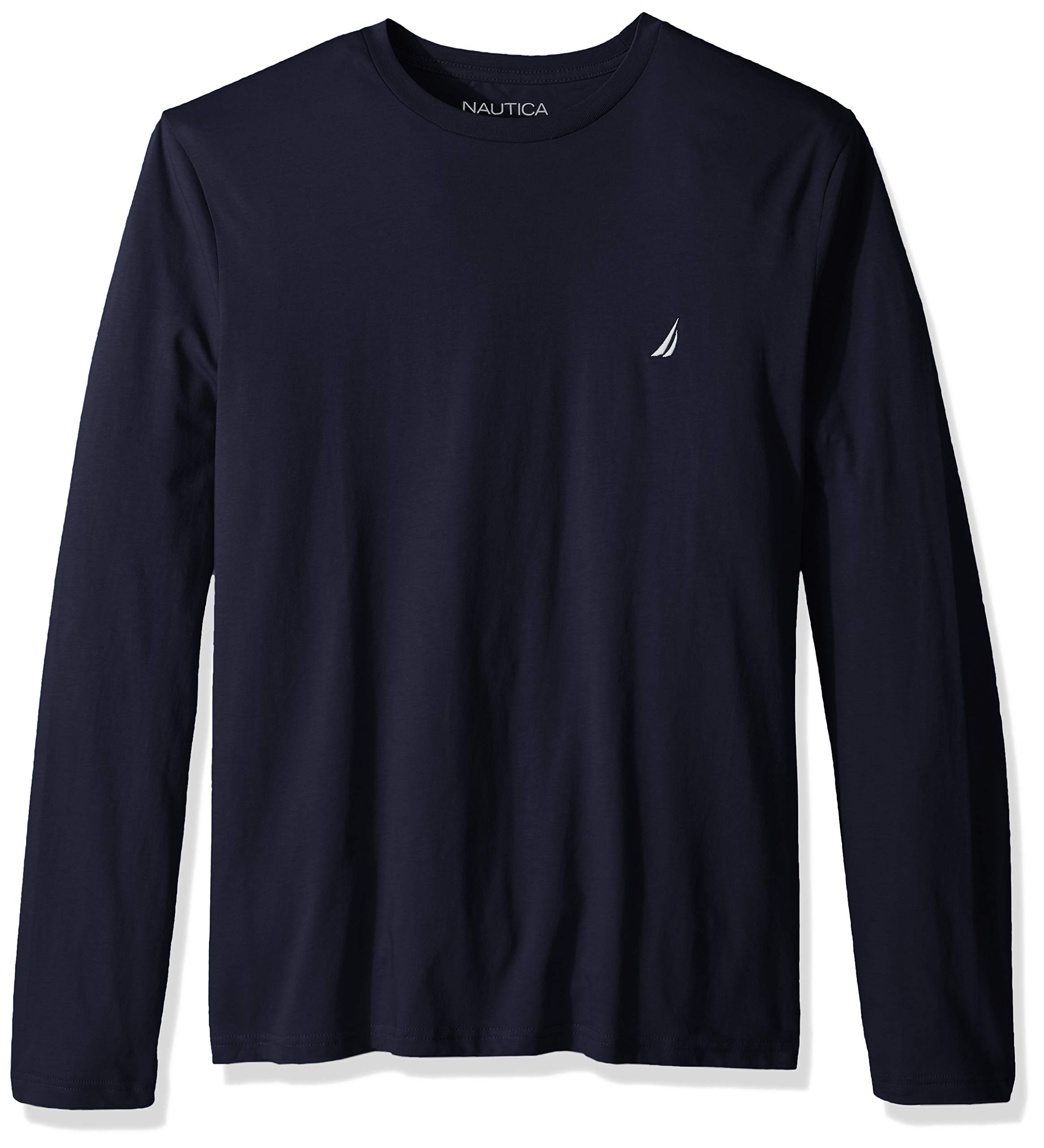 Nautica Men's Long Sleeve Solid Crew Neck T-Shirt, Navy, Large