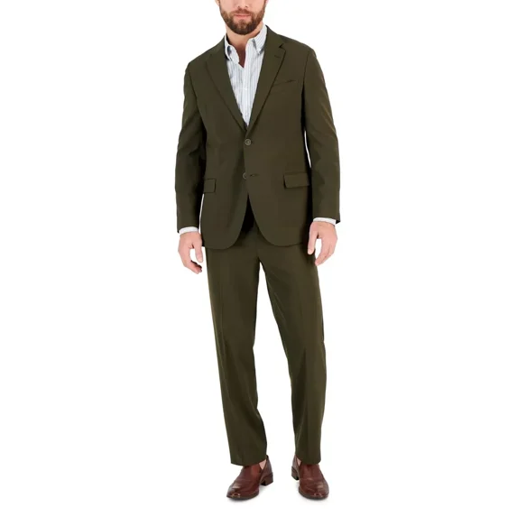 Nautica Men's Modern-Fit Bi-Stretch Fall Suit, Olive, 40R