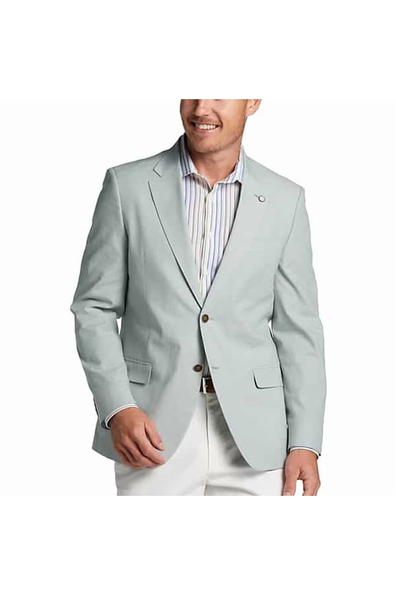 Men's Modern-Fit Chambray Sport Coat 38 R Mint Solid