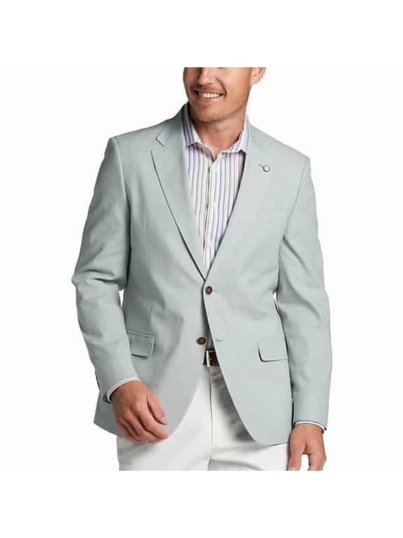 Men's Modern-Fit Chambray Sport Coat 38 R Mint Solid
