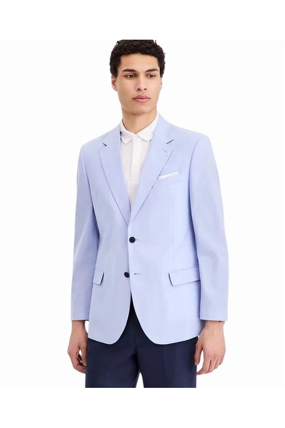 Men's Modern-Fit Chambray Sport Coat Blazer 40 R Solid Light Blue